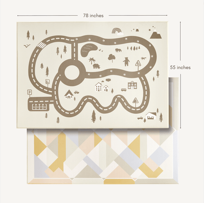Tiny Land® Double-Sided Baby Playmat Urban Zoo Adventure - TLBAPM001GY