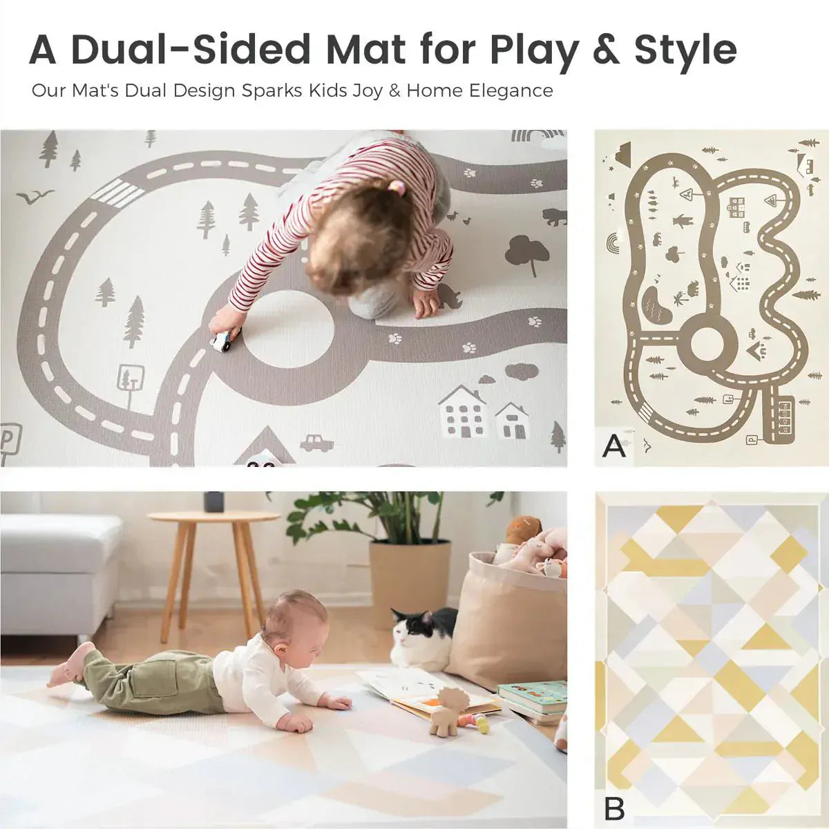 Tiny Land® Double-Sided Baby Playmat Urban Zoo Adventure - TLBAPM001GY