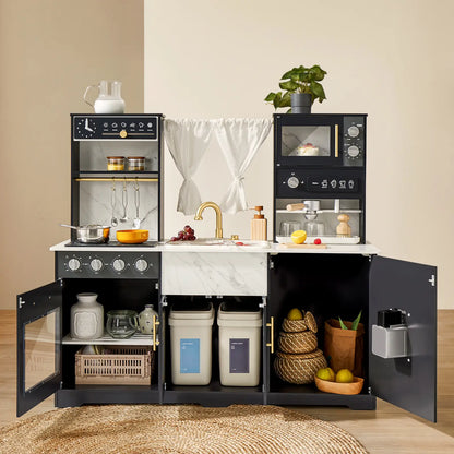 Tiny Land® Iconic Aqua Kitchen with Real-Flow Water System - Black - TLTGPK005