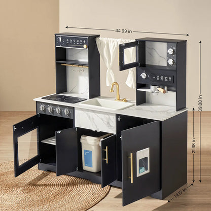 Tiny Land® Iconic Aqua Kitchen with Real-Flow Water System - Black - TLTGPK005