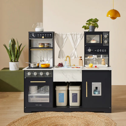 Tiny Land® Iconic Aqua Kitchen with Real-Flow Water System - Black - TLTGPK005