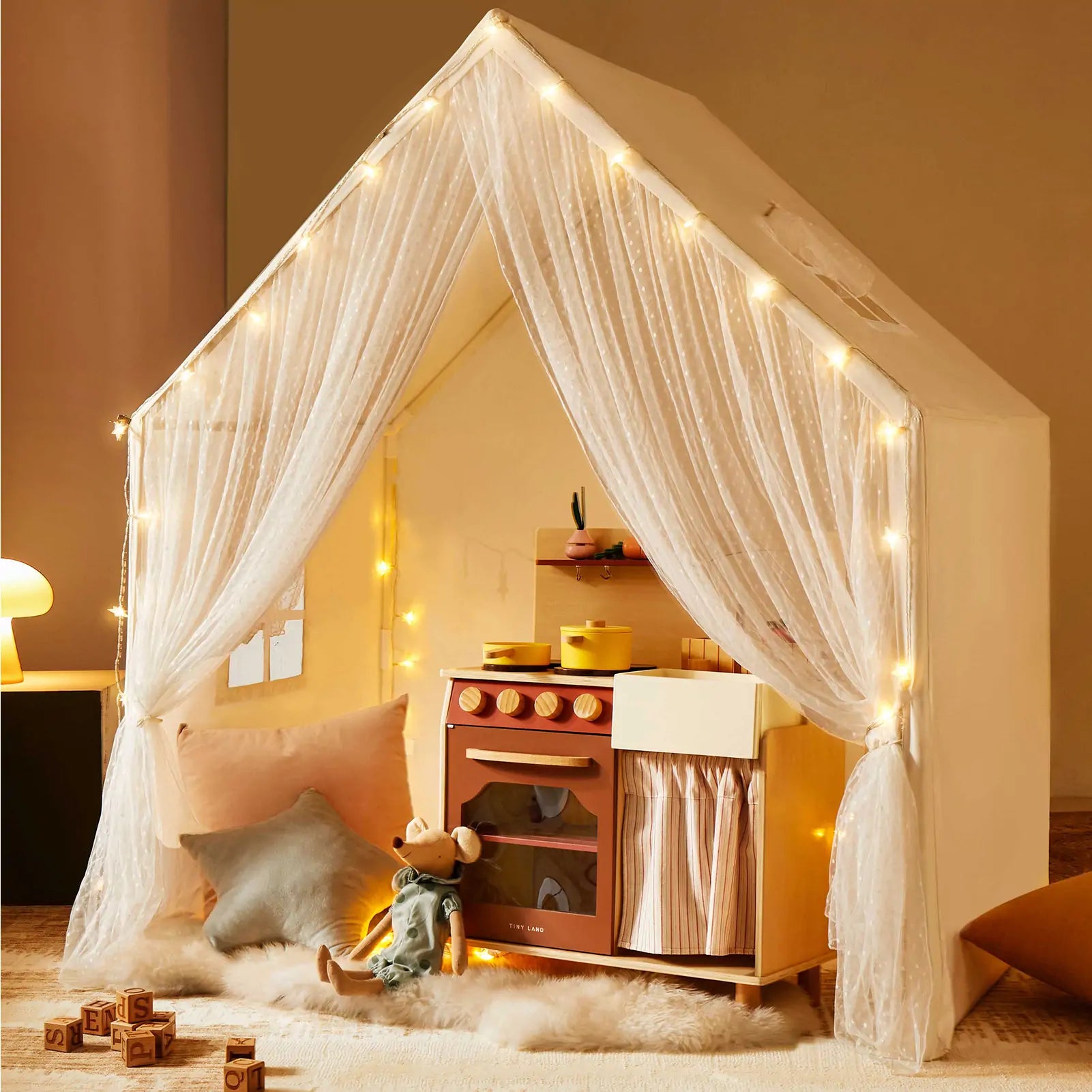 Tiny Land® Large Space Play House with Star Lights - TLTGTT003
