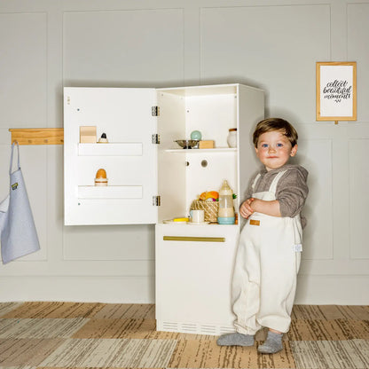 Tiny Land® Play Kitchen Accessories – Play Kitchen Fridge: Wooden Cabinet Refrigerator for Kids - TLTGPK008WT