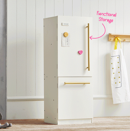 Tiny Land® Play Kitchen Accessories – Play Kitchen Fridge: Wooden Cabinet Refrigerator for Kids - TLTGPK008WT