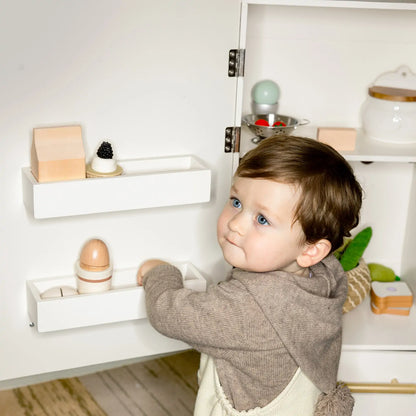 Tiny Land® Play Kitchen Accessories – Play Kitchen Fridge: Wooden Cabinet Refrigerator for Kids - TLTGPK008WT