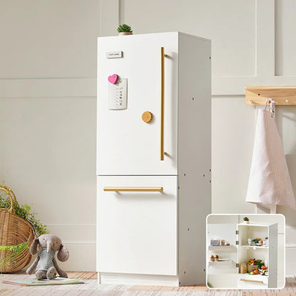 Tiny Land® Play Kitchen Accessories – Play Kitchen Fridge: Wooden Cabinet Refrigerator for Kids - TLTGPK008WT