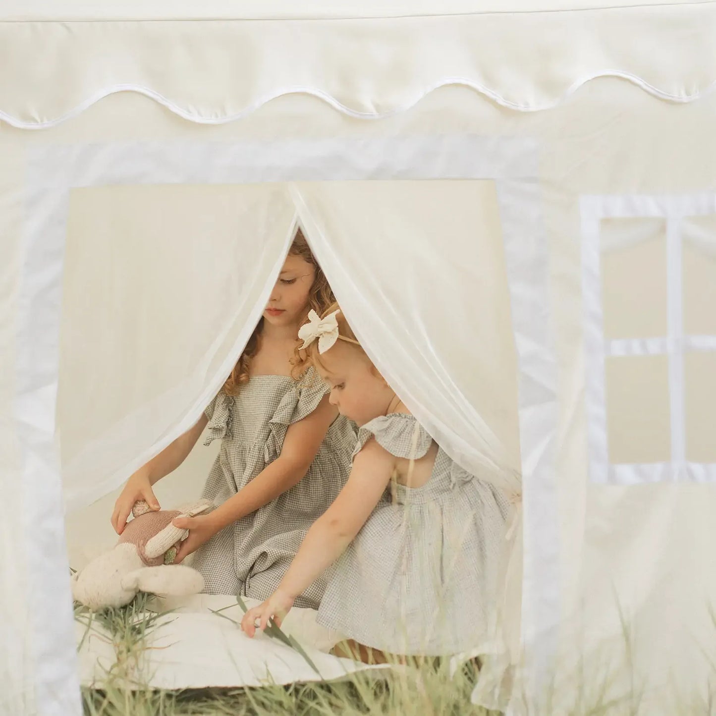 Tiny Land® Playhouse Tent – Natural Cream Indoor Tent for Kids - TLTGTT010WT