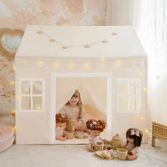 Tiny Land® Playhouse Tent – Natural Cream Indoor Tent for Kids - TLTGTT010WT