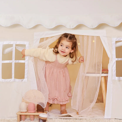 Tiny Land® Playhouse Tent – Natural Cream Indoor Tent for Kids - TLTGTT010WT