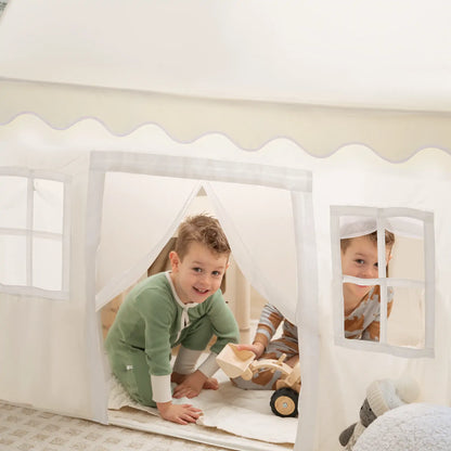 Tiny Land® Playhouse Tent – Natural Cream Indoor Tent for Kids - TLTGTT010WT