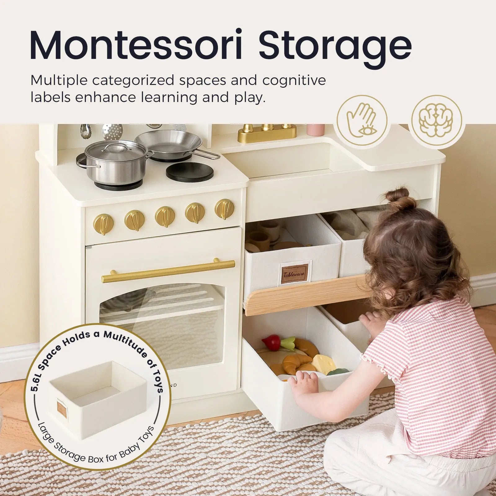 Tiny Land® Serenity Play Kitchen - Cream - TLTGPK004