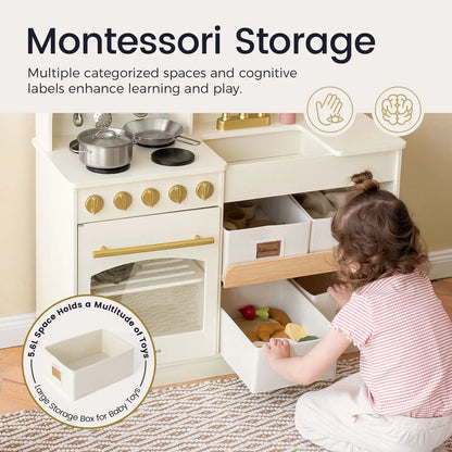Tiny Land® Serenity Play Kitchen - Cream - TLTGPK004