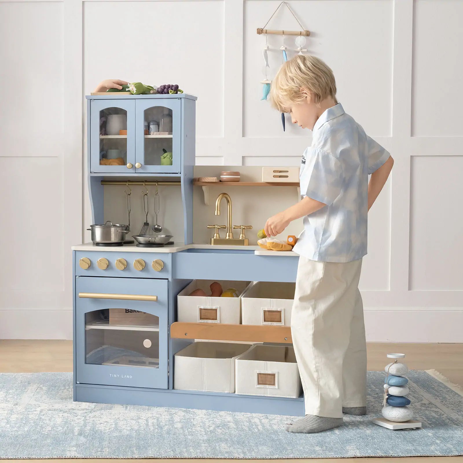Tiny Land® Serenity Play Kitchen - Lagoon Blue - TLTGPK004BU