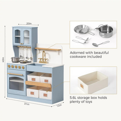 Tiny Land® Serenity Play Kitchen - Lagoon Blue - TLTGPK004BU