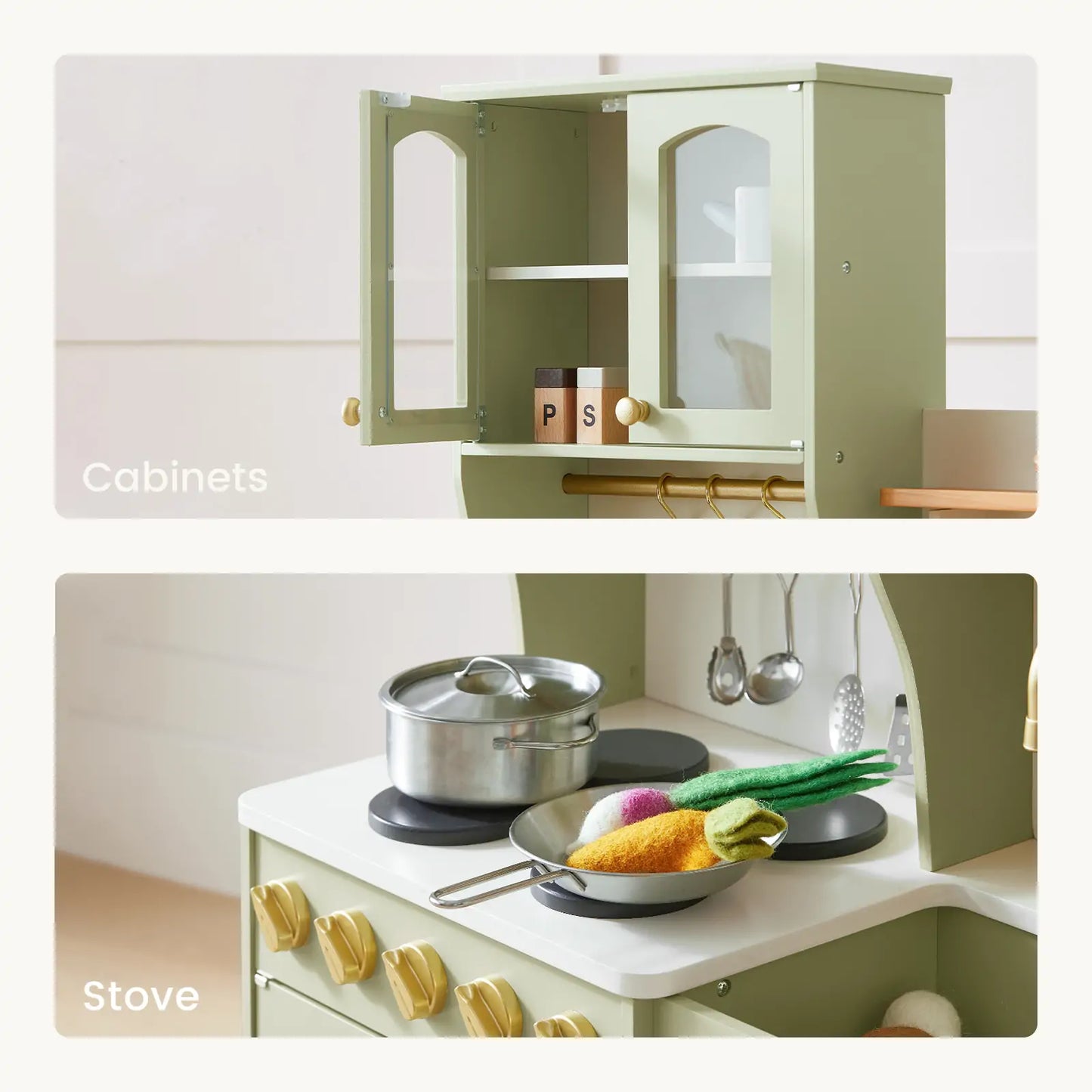 Tiny Land® Serenity Play Kitchen - Sage Green - TLTGPK004GN
