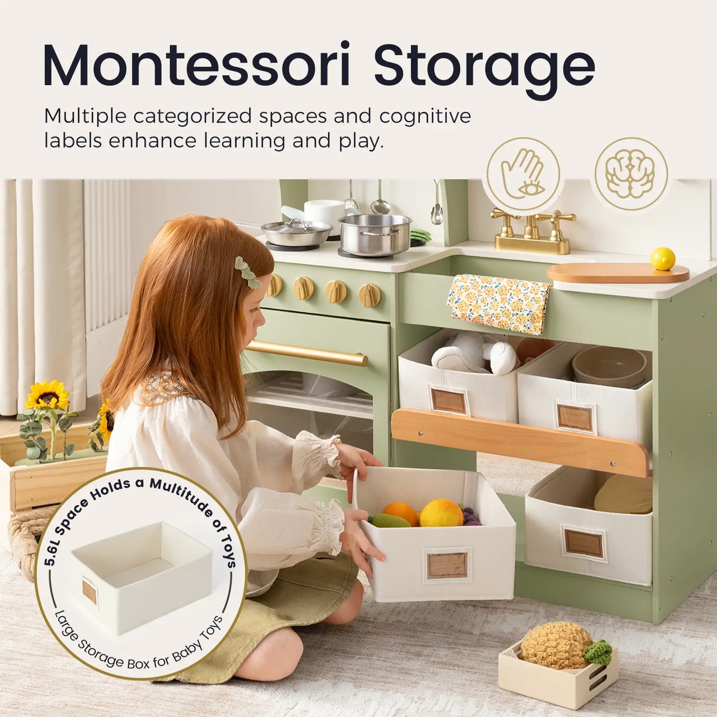 Tiny Land® Serenity Play Kitchen - Sage Green - TLTGPK004GN