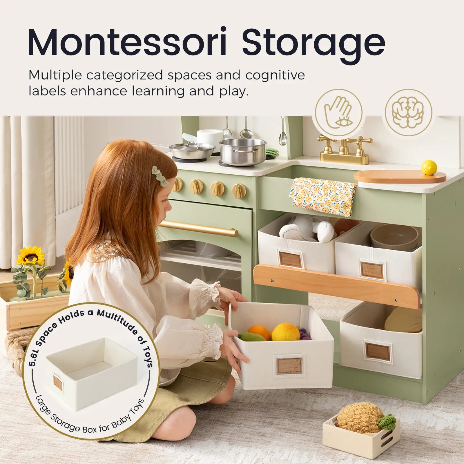 Tiny Land® Serenity Play Kitchen - Sage Green - TLTGPK004GN