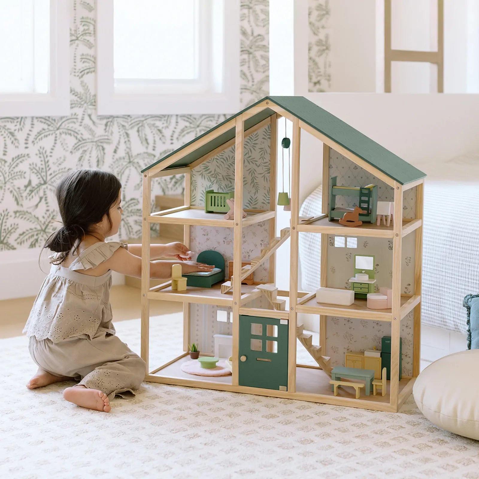 Tiny Land® Sweetwood Evergreen Dollhouse without Dolls - WT0017GN