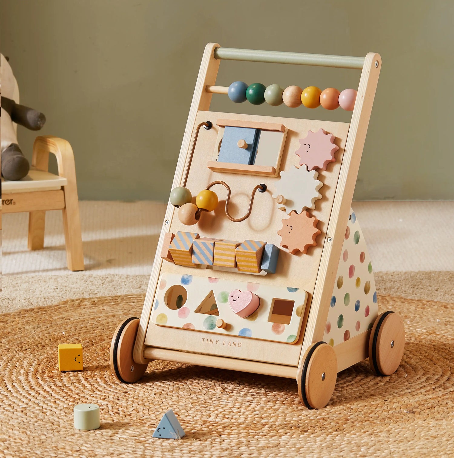 Tiny Land® Versatile Natural Wooden Baby Walker - TLTGBW001MC