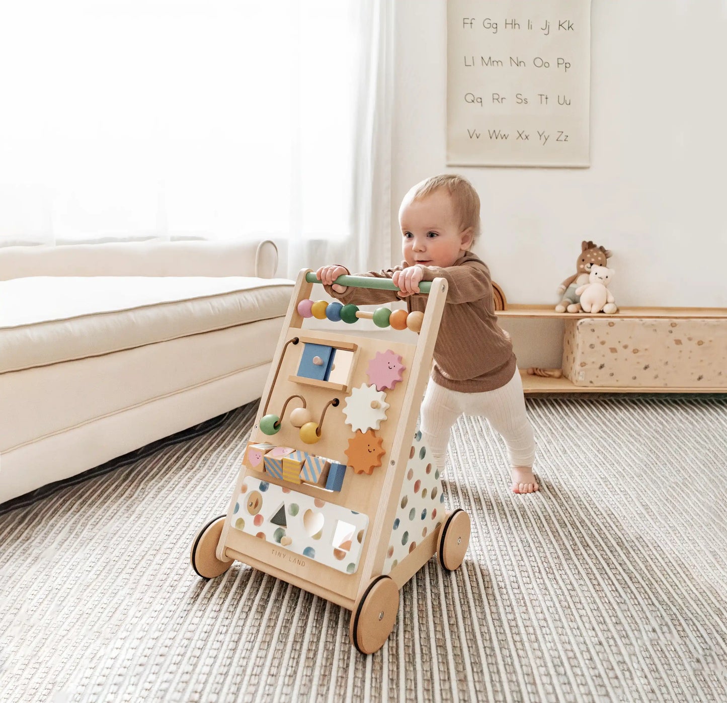 Tiny Land® Versatile Natural Wooden Baby Walker - TLTGBW001MC