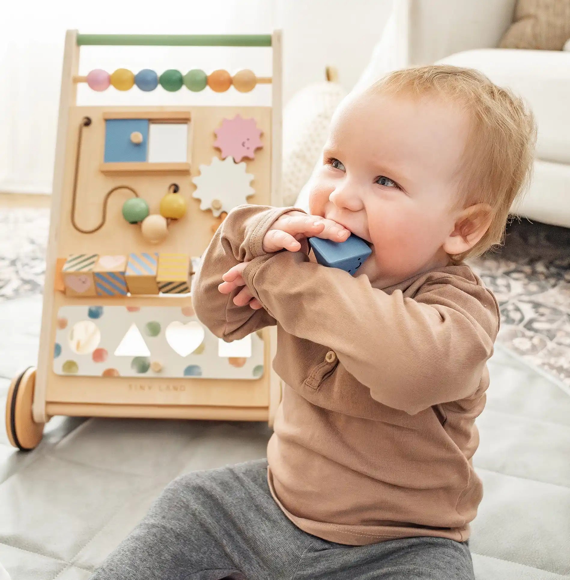 Tiny Land® Versatile Natural Wooden Baby Walker - TLTGBW001MC