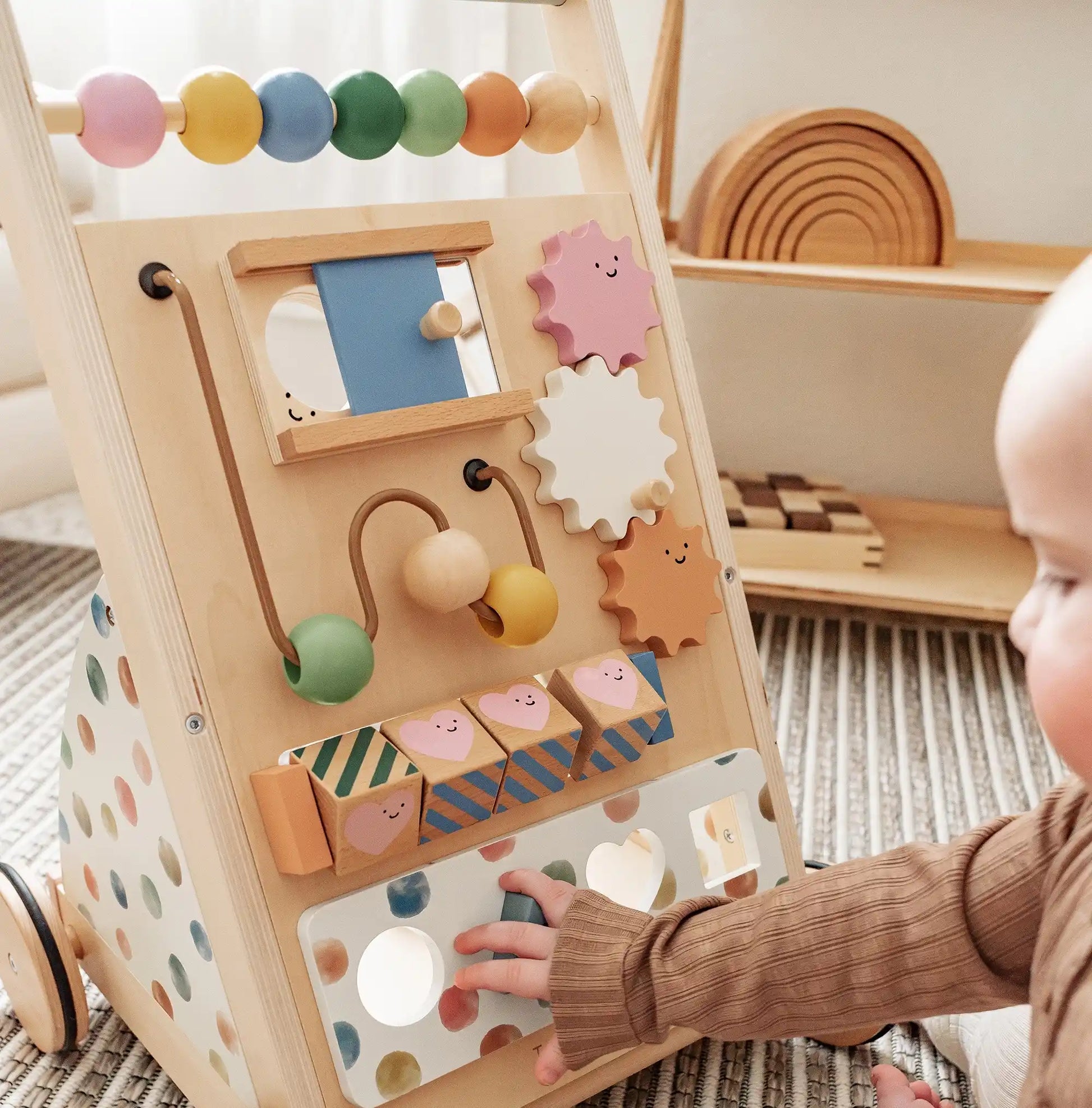 Tiny Land® Versatile Natural Wooden Baby Walker - TLTGBW001MC