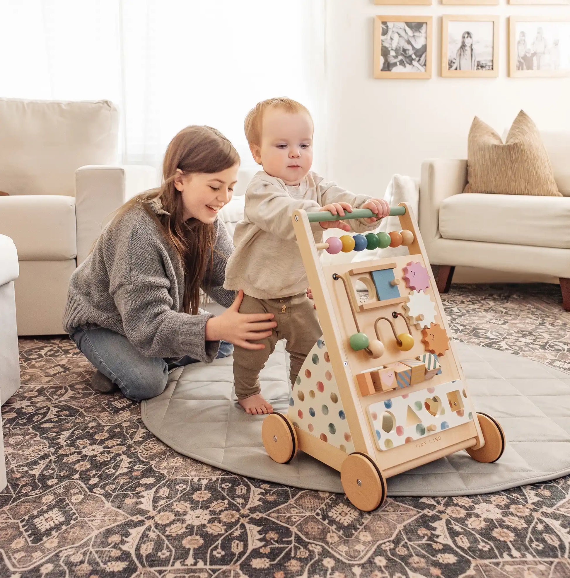 Tiny Land® Versatile Natural Wooden Baby Walker - TLTGBW001MC