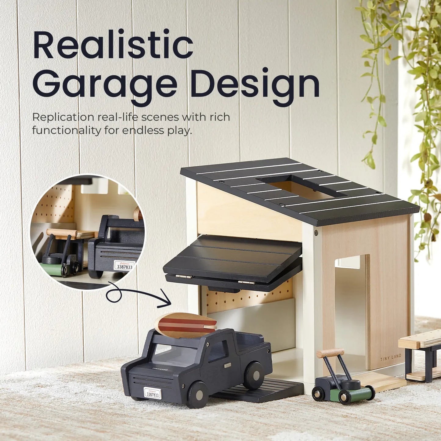 Tiny Land® Wooden Dollhouse - Garage - TLTGDH005BK