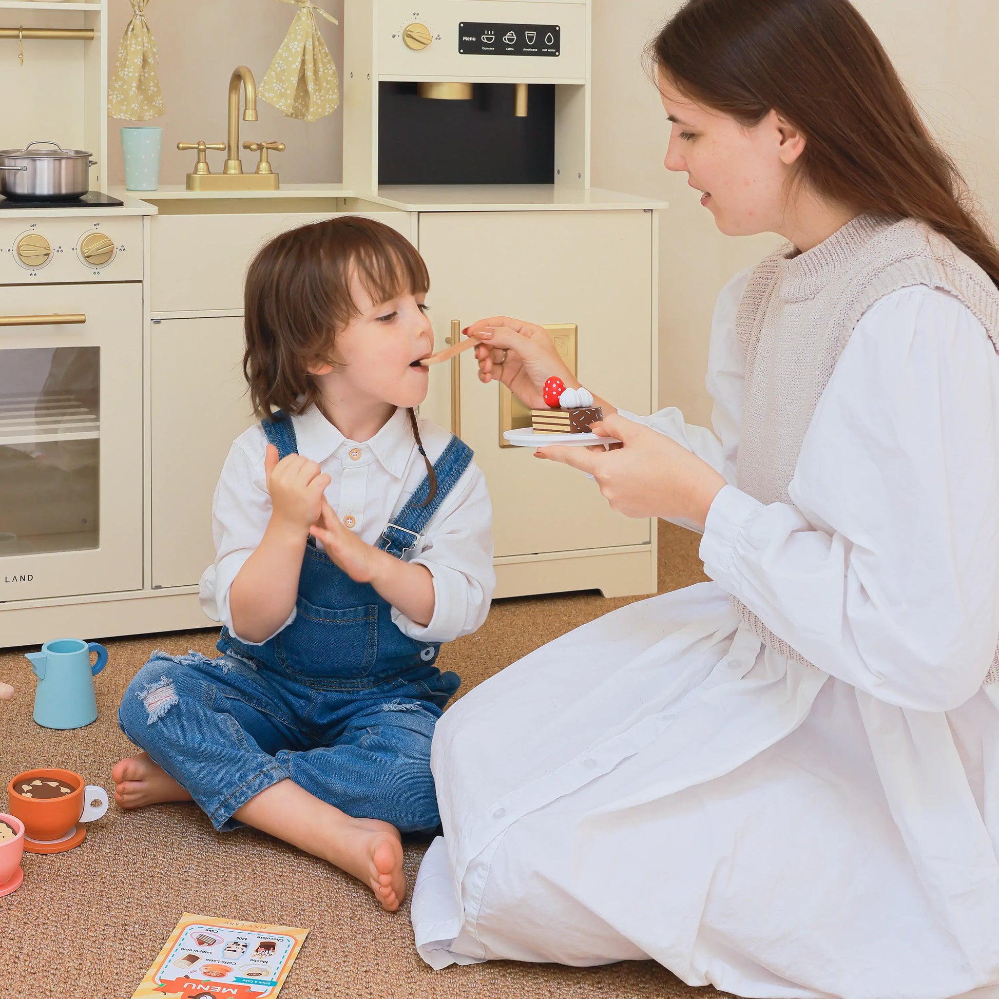 Tiny Land® Wooden Kids Play Coffee Maker Set - WT0009