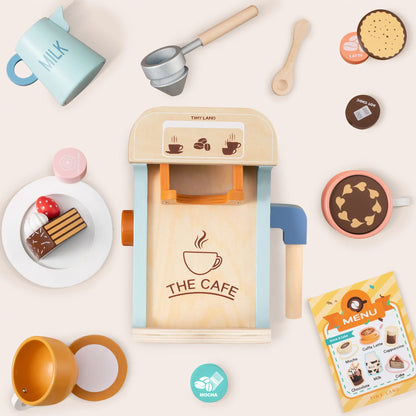 Tiny Land® Wooden Kids Play Coffee Maker Set - WT0009