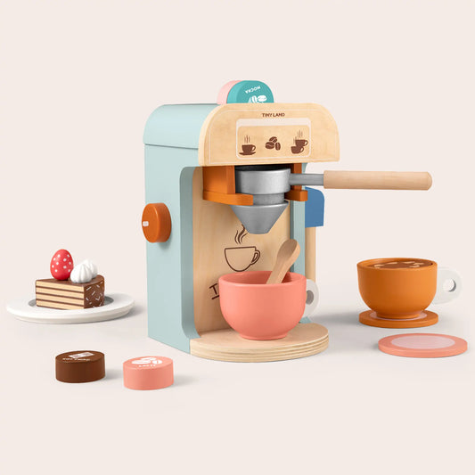 Tiny Land® Wooden Kids Play Coffee Maker Set - WT0009