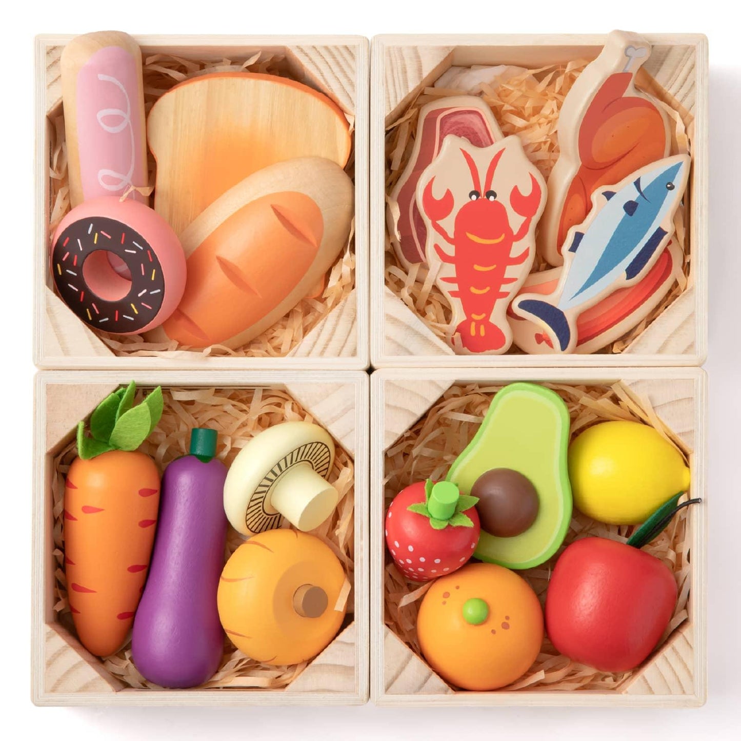 Tiny Land® Wooden Play Food For Kitchen with NO rack - WT0008