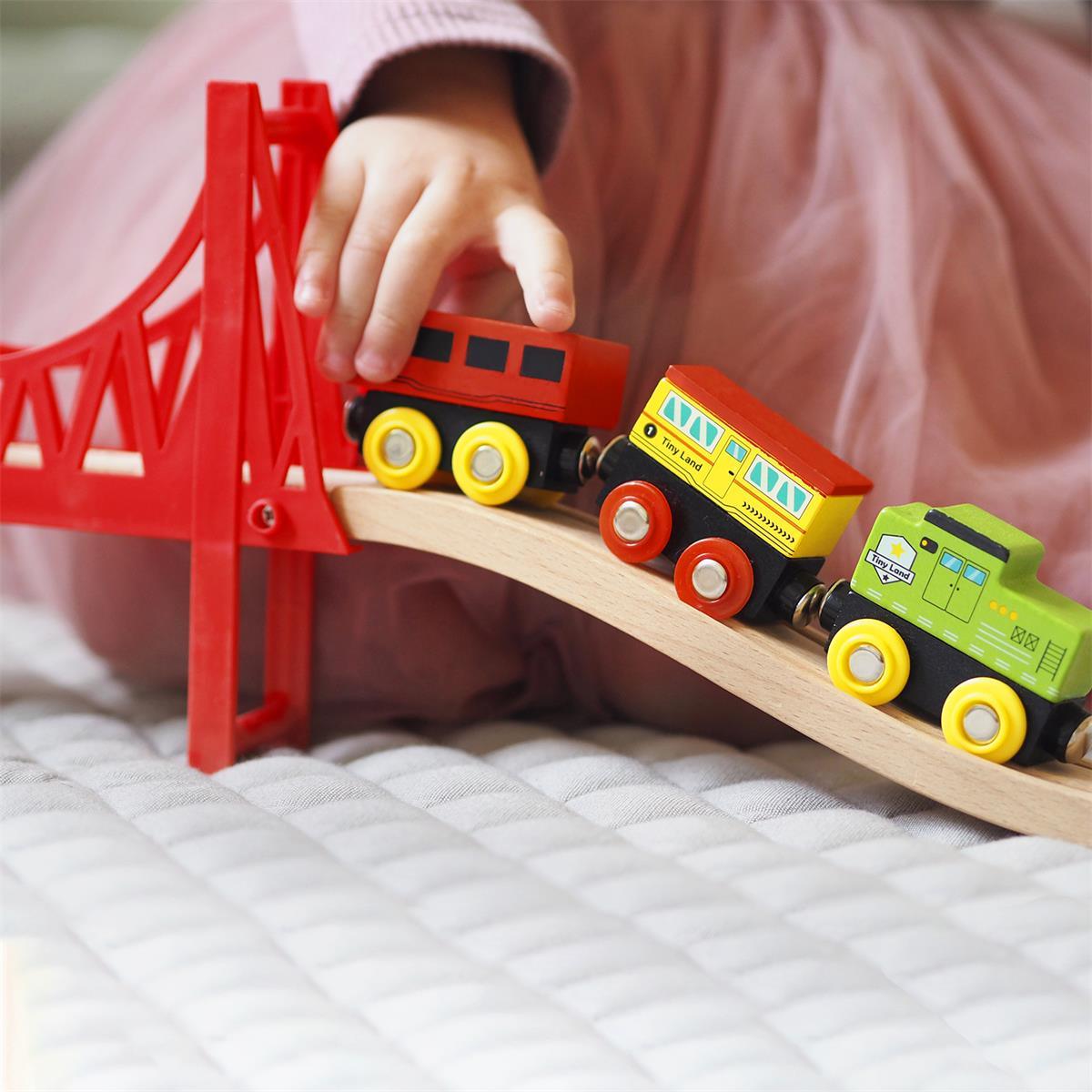 Tiny Land® Wooden Train Set 110 Pcs - WT0007