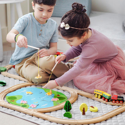 Tiny Land® Wooden Train Set 110 Pcs - WT0007