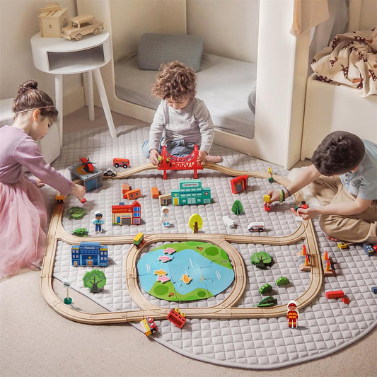 Tiny Land® Wooden Train Set 110 Pcs - WT0007