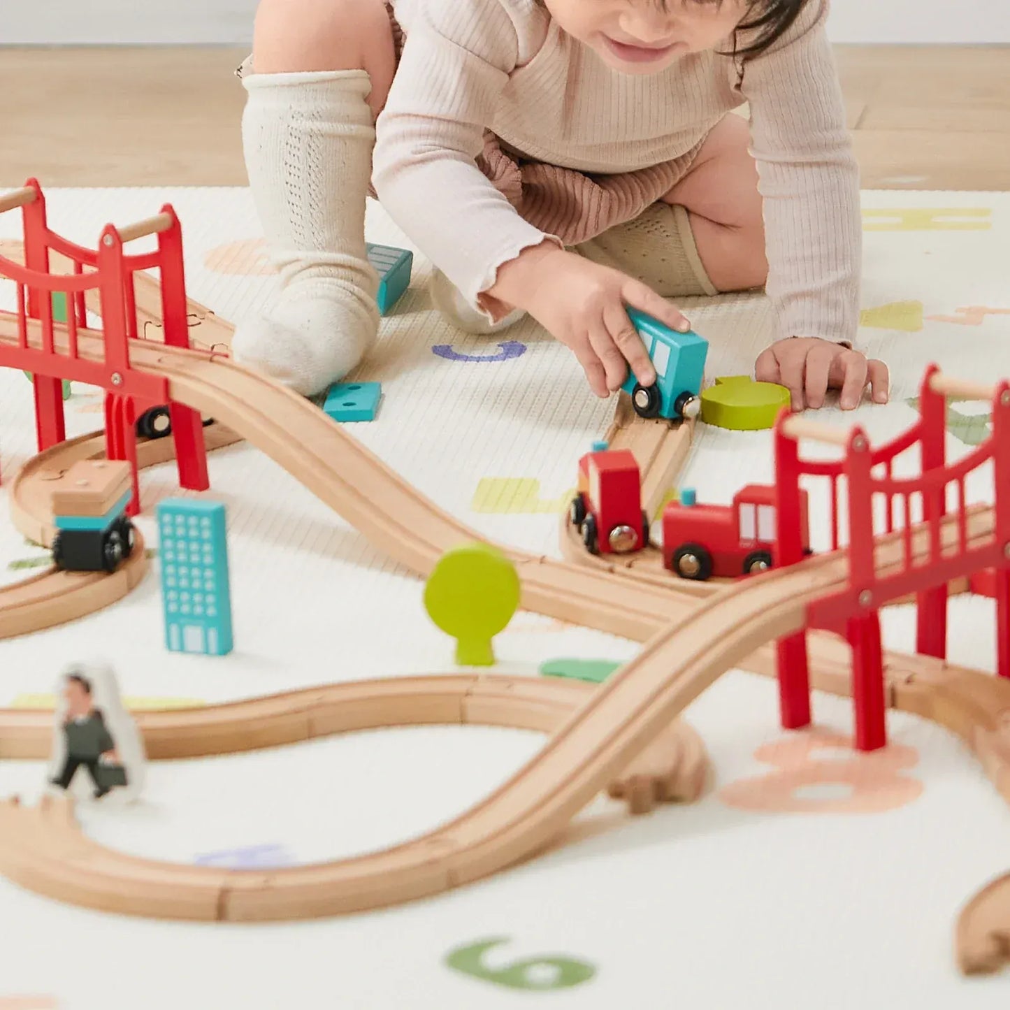 Tiny Land® Wooden Train Set for Children 39 Pcs - TLTGWT025OW