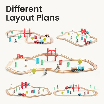 Tiny Land® Wooden Train Set for Children 39 Pcs - TLTGWT025OW