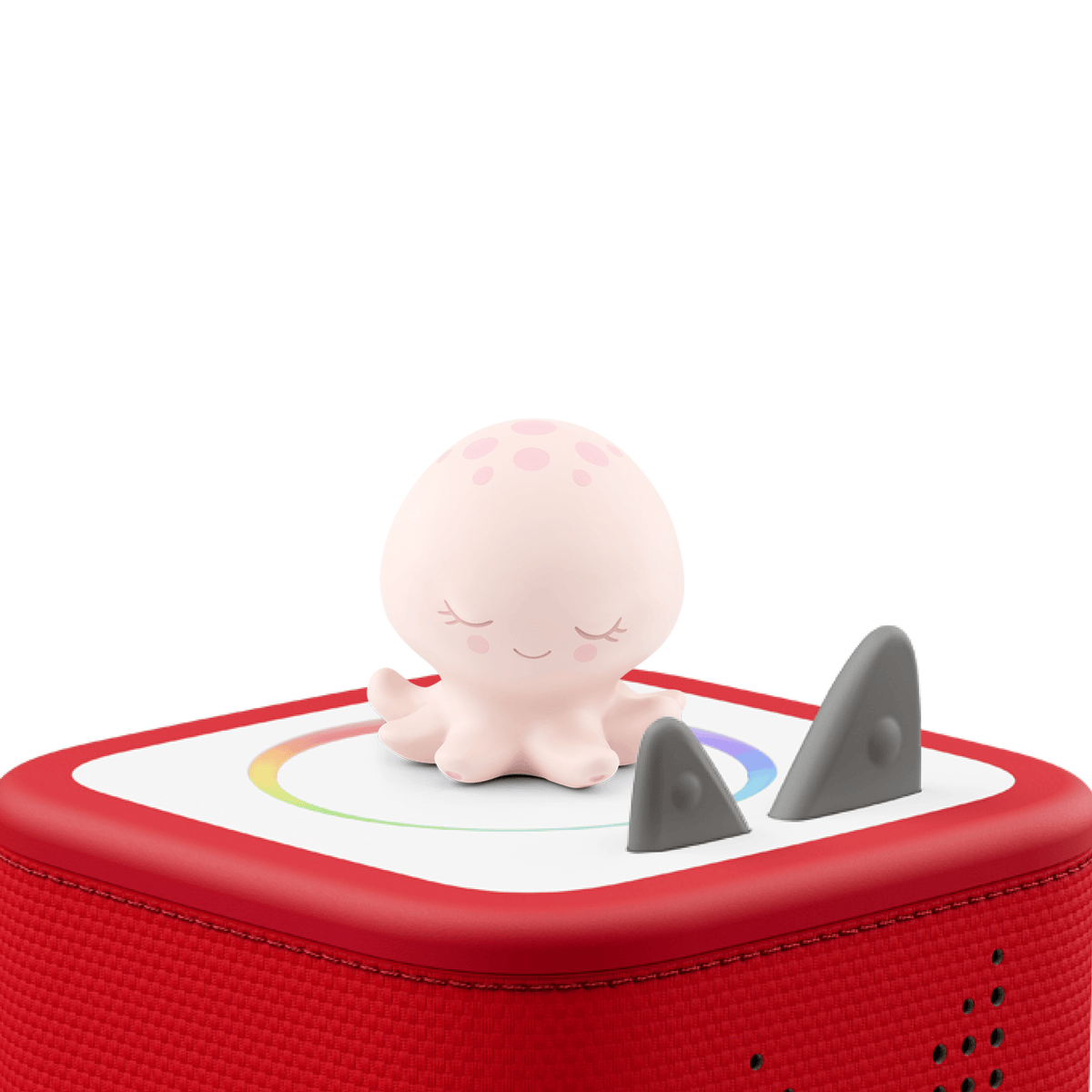 Tonies octopus figurine on a red Toniebox audio player