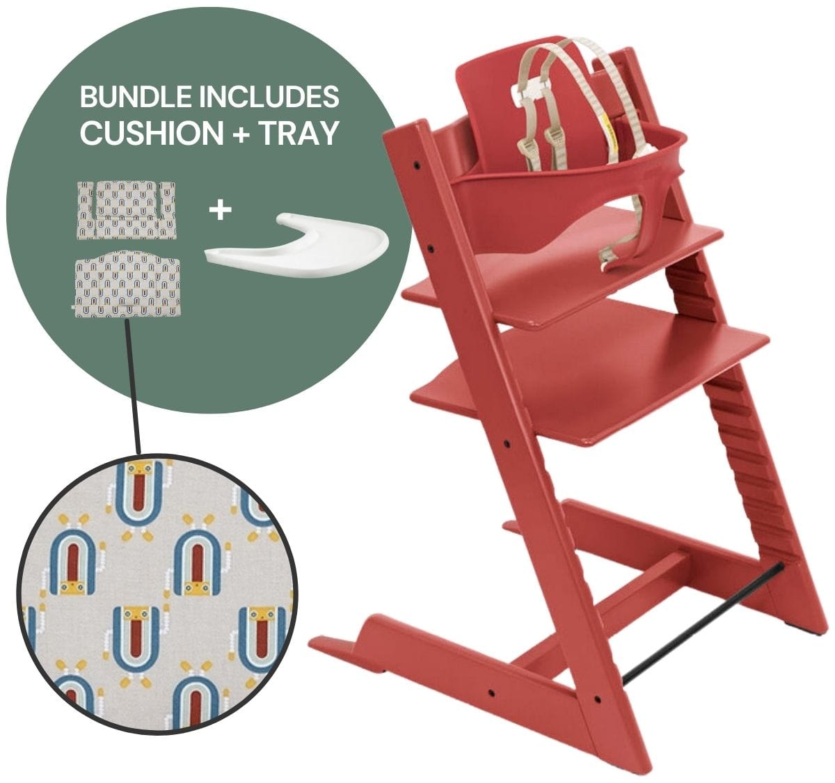 Tripp Trapp Complete High Chair Bundle - Warm Red / Robot Grey