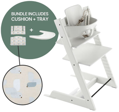 Tripp Trapp Complete High Chair Bundle - White / Birds Blue