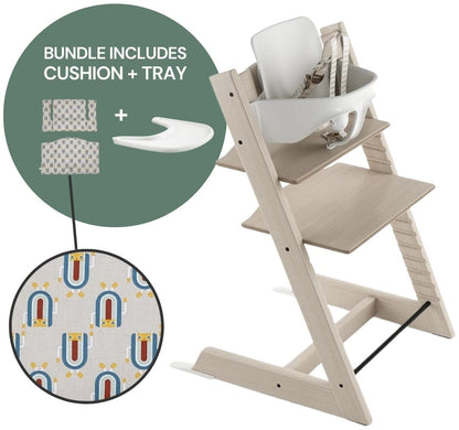 Tripp Trapp Complete High Chair Bundle - Whitewash / Robot Grey
