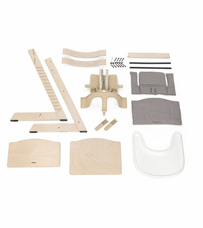 Tripp Trapp High Chair and Cushion with Stokke Tray -- Natural / Glacier Green