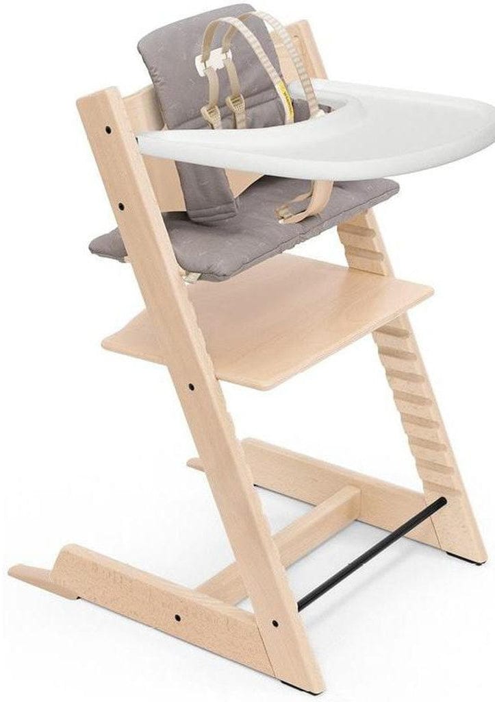 Tripp Trapp High Chair and Cushion with Stokke Tray - Natural / Icon Grey - 578300
