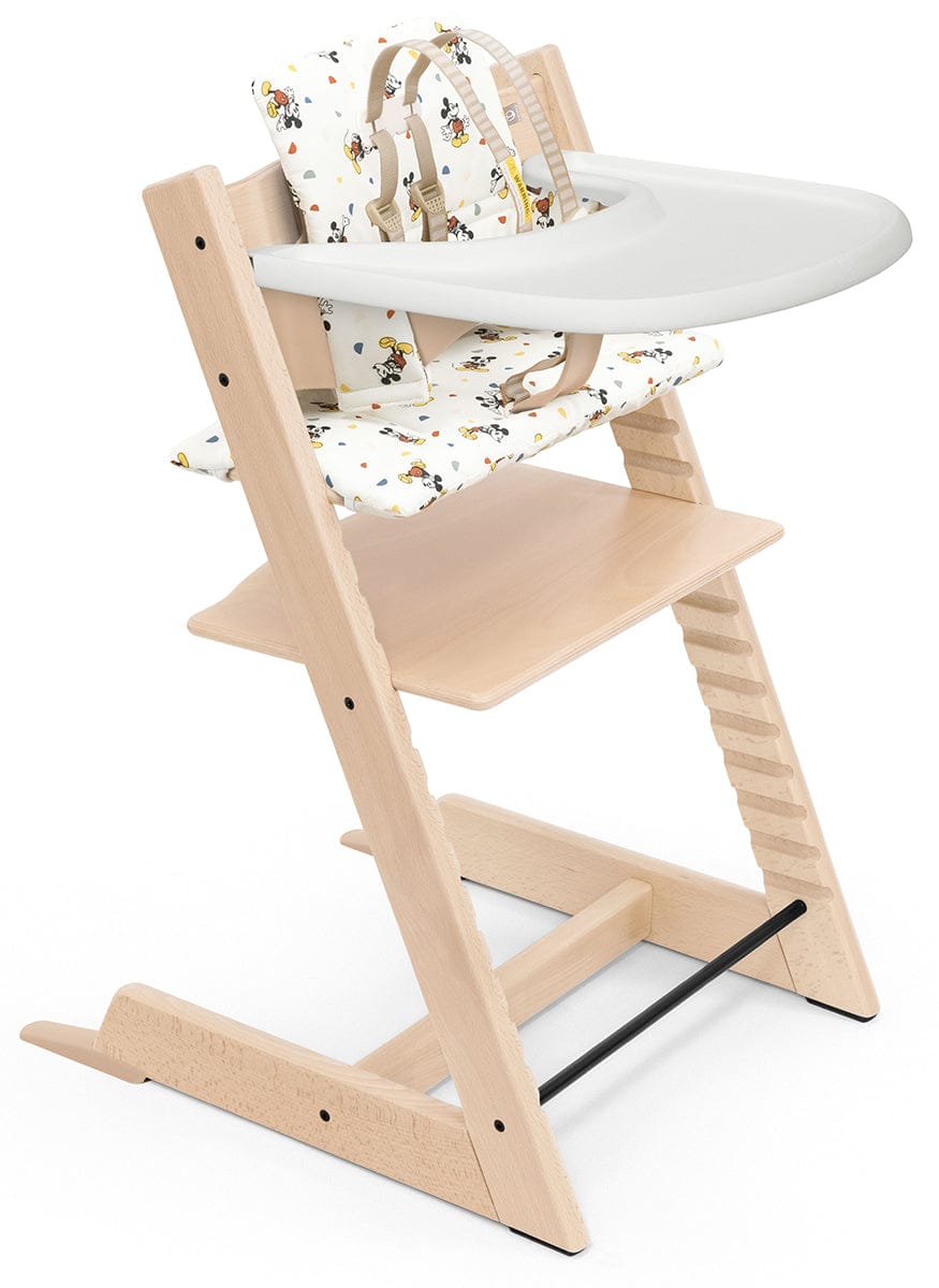 Tripp Trapp High Chair and Cushion with Stokke Tray - Natural / Mickey Celebration