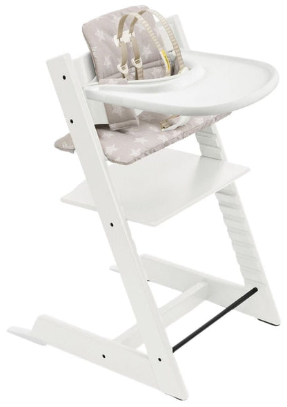 Tripp Trapp High Chair and Cushion with Stokke Tray - White / Stars Silver - 580900