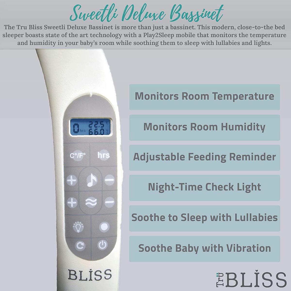 TruBliss Sweetli Deluxe Bassinet - Chambray - BA302-CBY