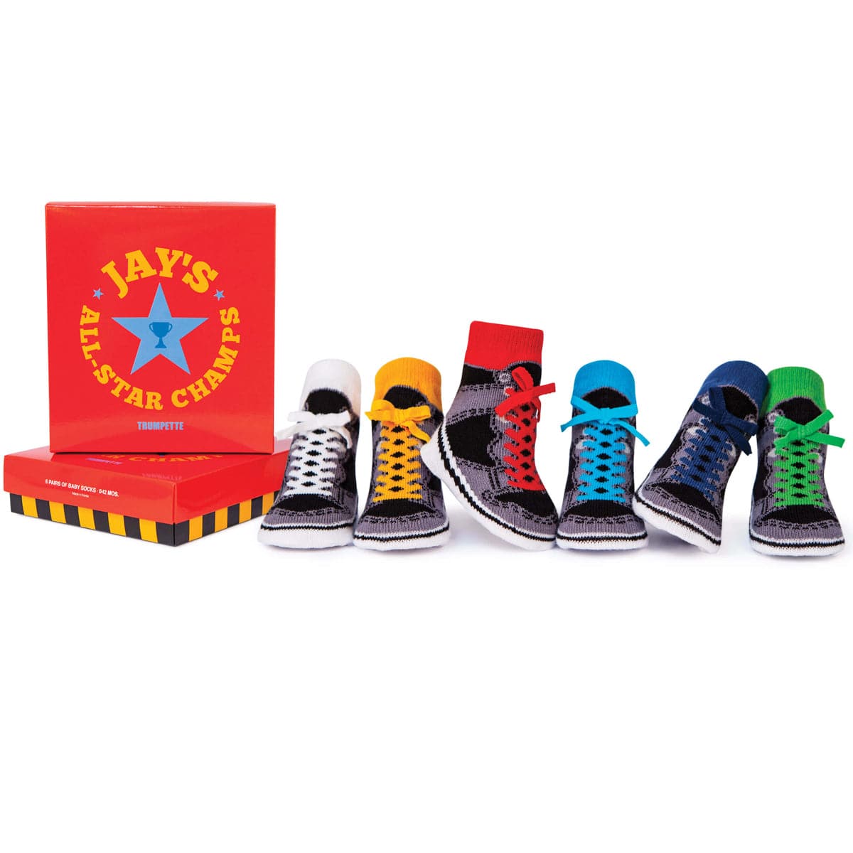 Trumpette Jay's Socks - 6 Pair, 0-12 Months - S-1070-A-SB3