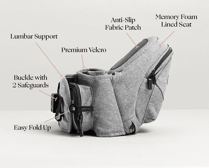 Tushbaby Hip Seat Carrier - Grey - tb-grey