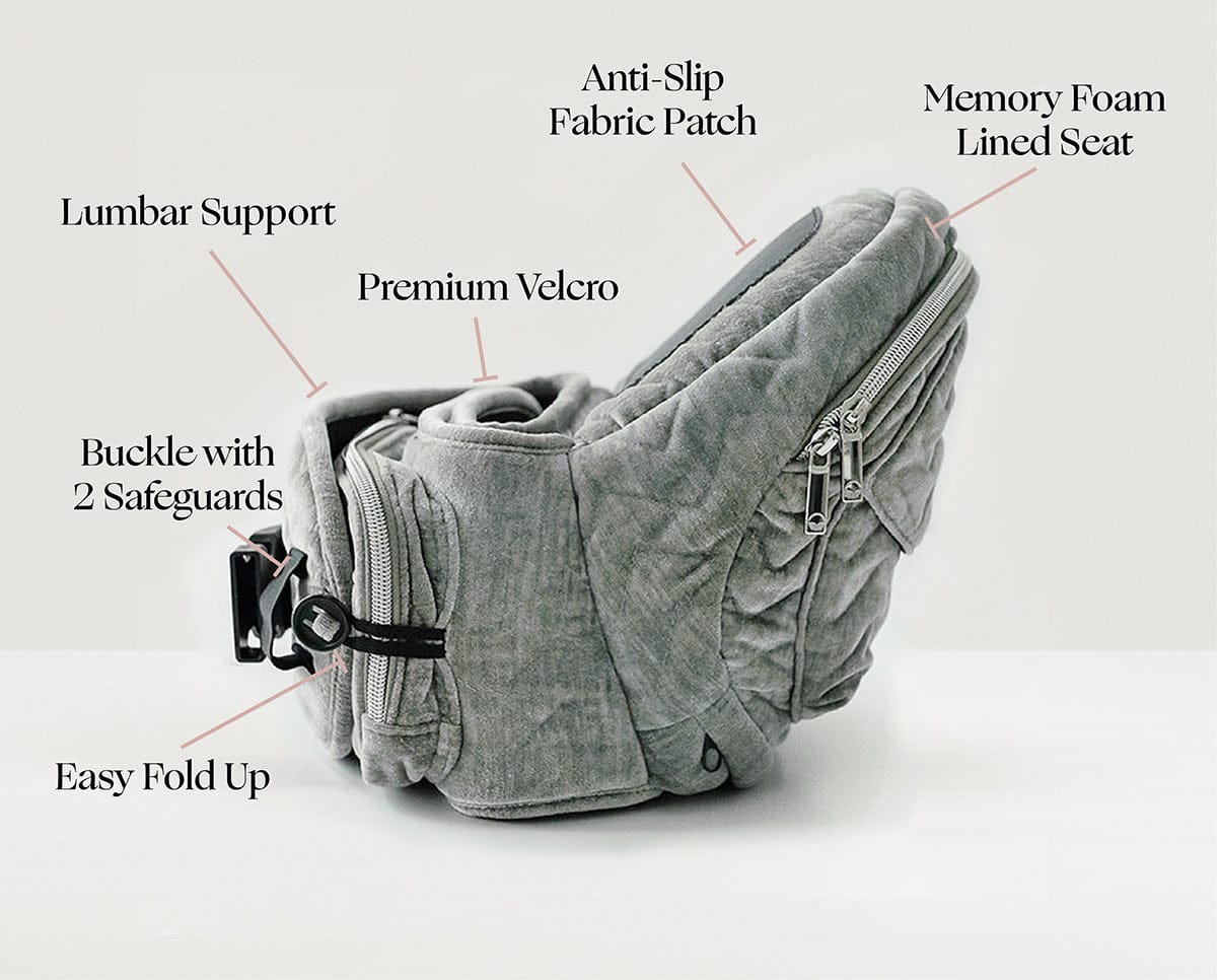 Tushbaby Hip Seat Carrier, Velvet - Silver - TB-VELVET-SILVE