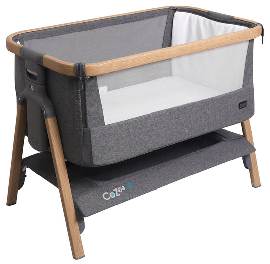 Tutti Bambini CoZee Air Bedside Crib - Oak / Charcoal - 211207-3590-USA